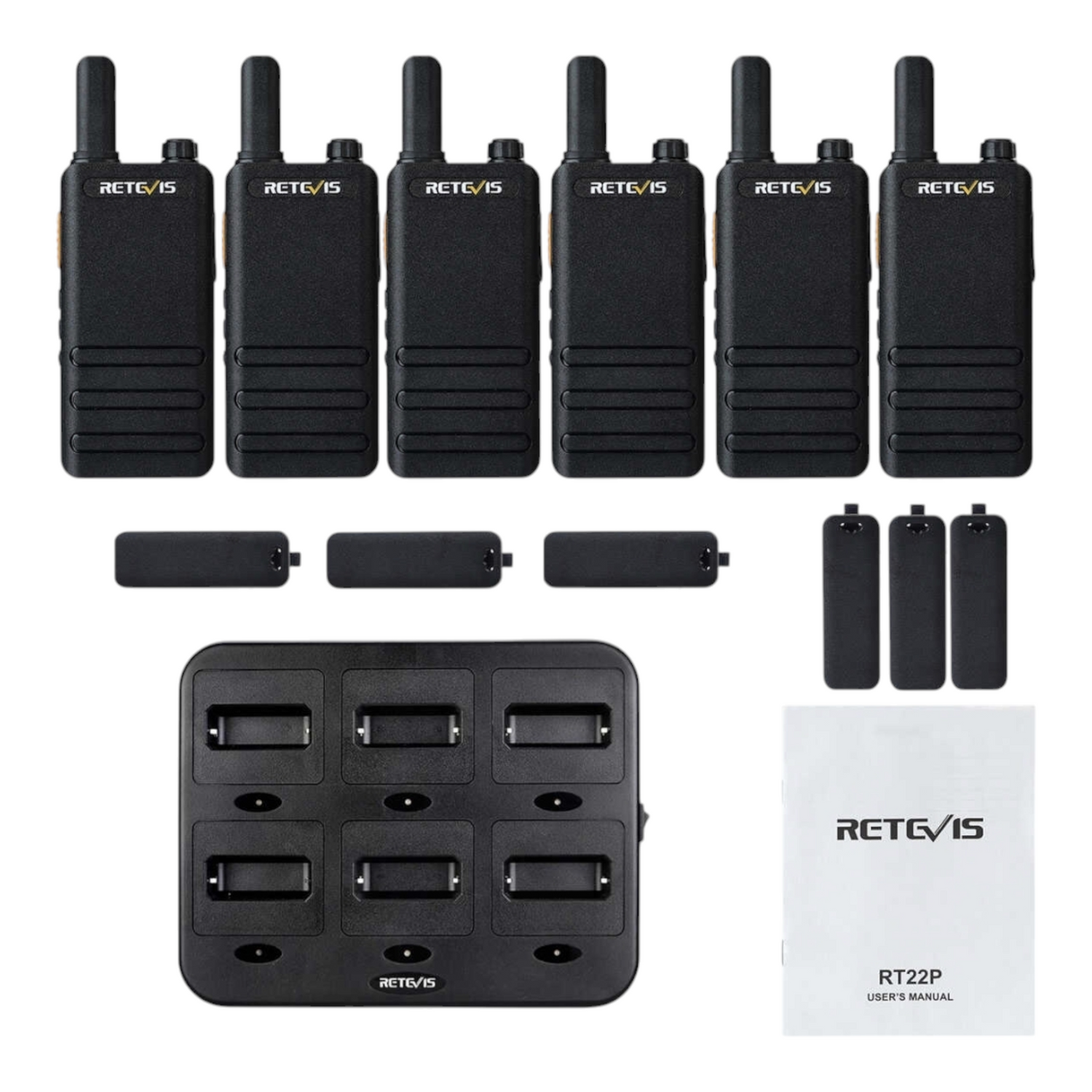 RT22P Small Portable Walkie Talkies 6pcs with Six-Unit Charger