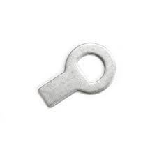 Metallic key-shaped object on a white background