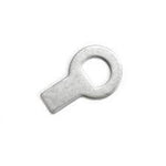 Metallic key-shaped object on a white background